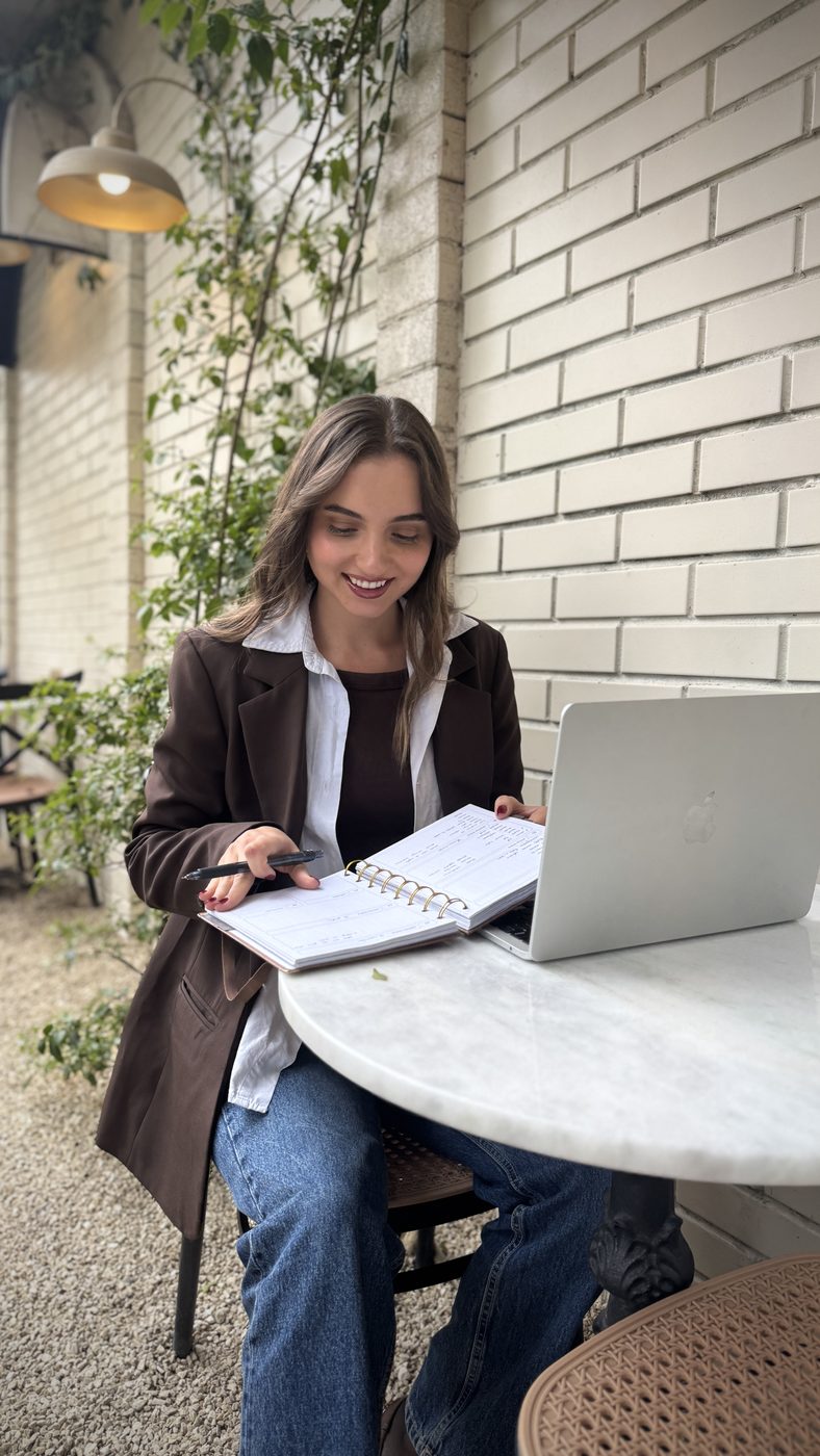 Fernanda Cabanilhas, fundadora da FC Gestão, trabalhando em um laptop